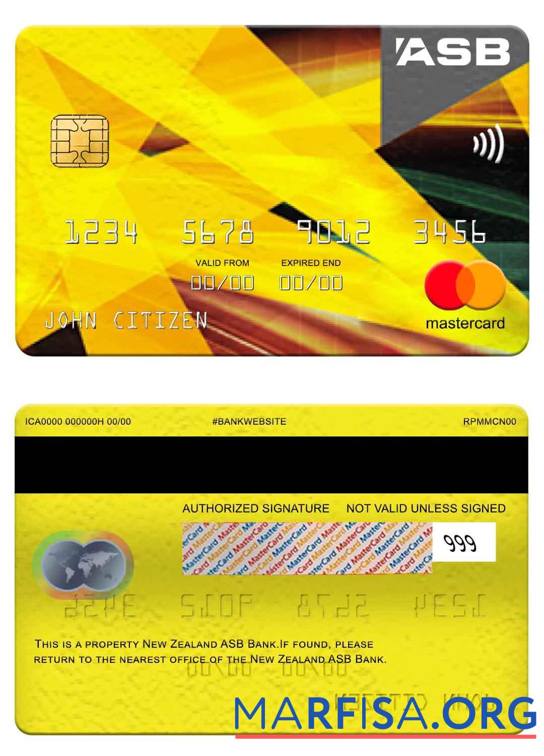 Realistic New Zealand ASB Bank mastercard real example